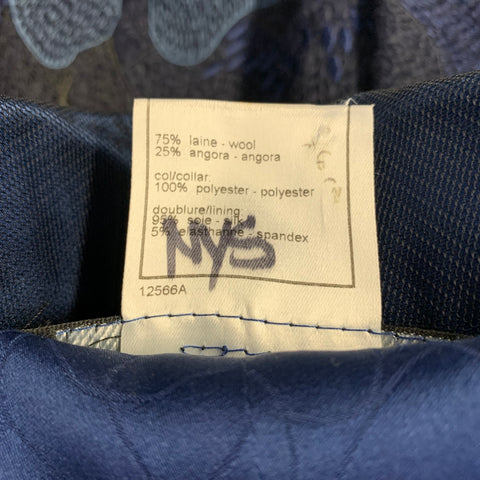 CHANEL Cruise 2022 Size 6 Navy Blue Wool Angora Jacquard Tails Jacket Blazer