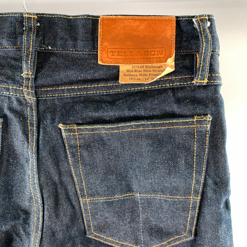 TELLASON Size 30 Blue Indigo Cotton Straight Selvedge Jeans