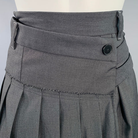 EXPERIMENT PERIOD Size 0 Grey Polyester Blend Pleated Asymmetrical Skirt