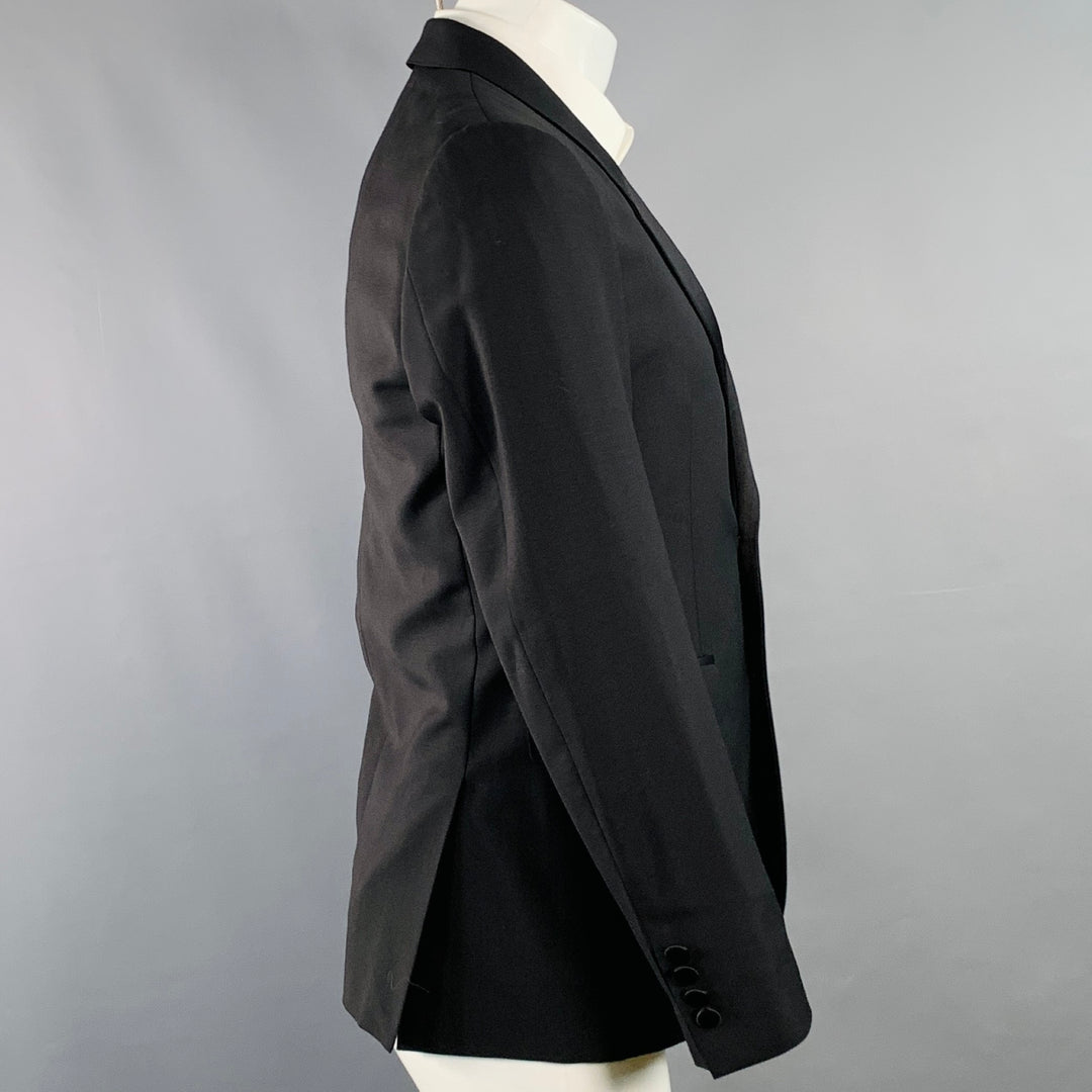 BURBERRY PRORSUM Size 38 Black Wool Mohair Silk Tuxedo Sport Coat