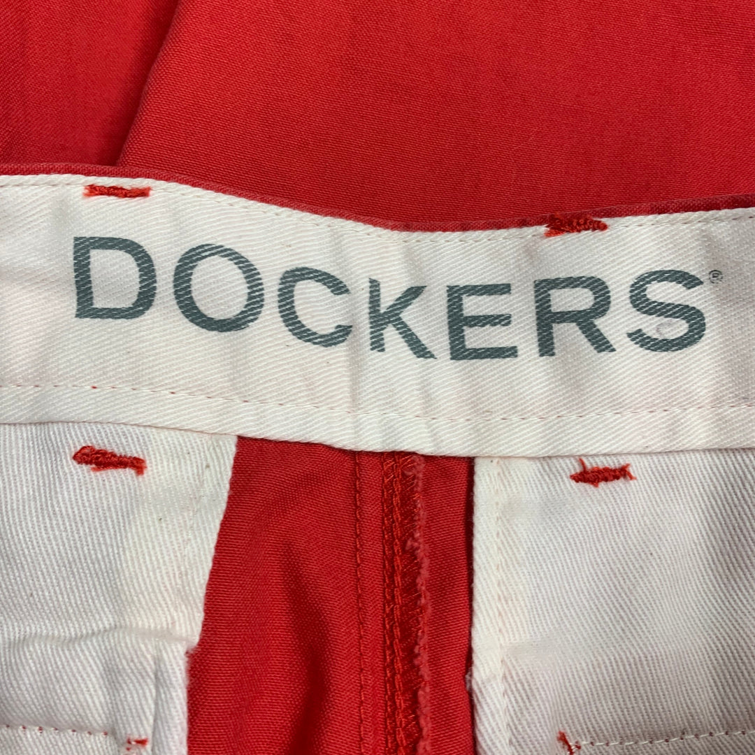 DOCKERS Size 29 Red Cotton Cuffed Shorts