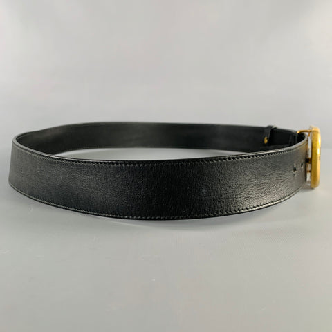 GUCCI Size 38 GG Marmont Black Gold Leather Belt