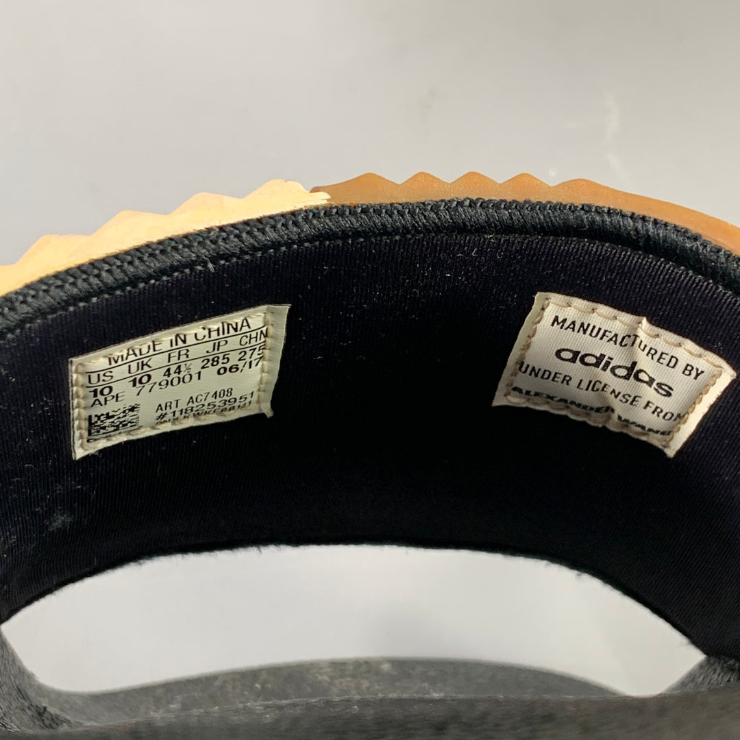 ALEXANDER WANG Size 10 Adilette Black Brown Beige Color Block Rubber Slide Sandals