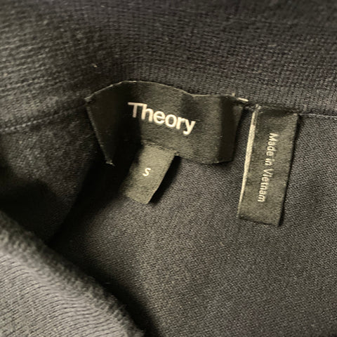 THEORY Size S Grey Black Solid Spread Collar Polo