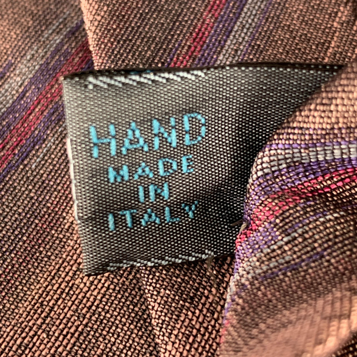 FENDI One Size Purple Taupe Diagonal Stripe Silk Tie