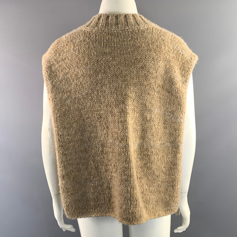 MAISON MARGIELA Size L Khaki Alpaca Blend Knitted Oversized Vest
