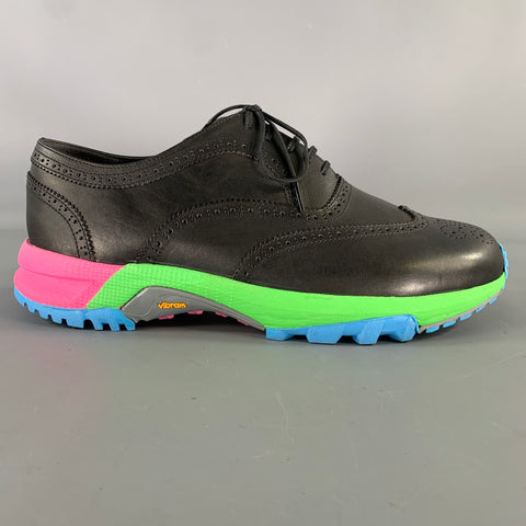 COMME des GARCONS HOMME PLUS Size 10 Black Multi-Color Perforated Lace Up Shoes