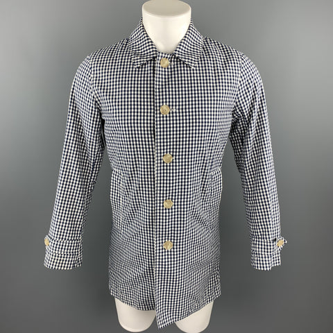 JOURNAL STANDARD Size S Navy & White Checkered Cotton Buttoned Coat