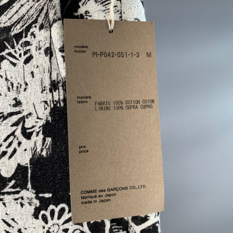 COMME des GARCONS HOMME PLUS 2021 Size M Black White Abstract Floral Cotton Zip Fly Dress Pants