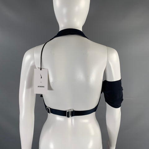 Haut décontracté à col montant JACQUEMUS x NiKE, taille S, en mélange de nylon gris anthracite