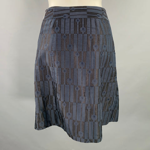 MARC by MARC JACOBS Size 0 Navy Black Cotton Blend Geometric Buttoned Midi Skirt