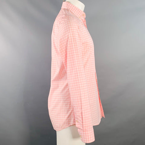 PRADA Size S Pink White Gingham Cotton One Pocket Long Sleeve Shirt