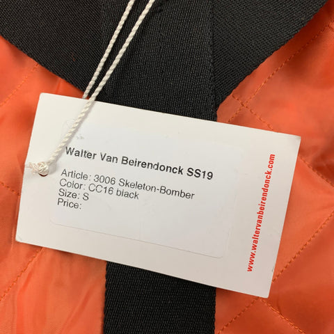 WALTER VAN BEIRENDONCK SS 19 Wild is The Wind Collection Size S Black Polyester Skeleton Bomber Jacket
