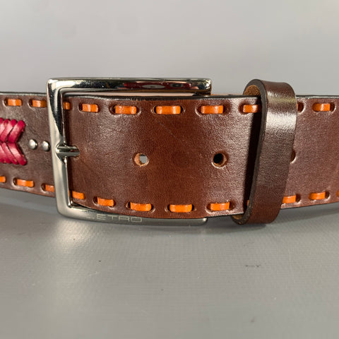 ETRO Brown Orange Leather Belt