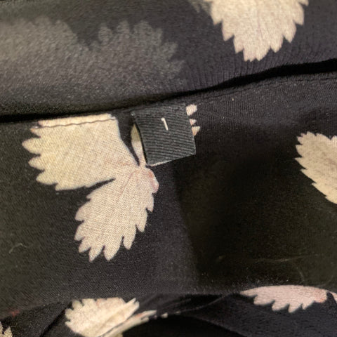 THE KOOPLES Size 1 Black White Viscose Leafs High Low Dress