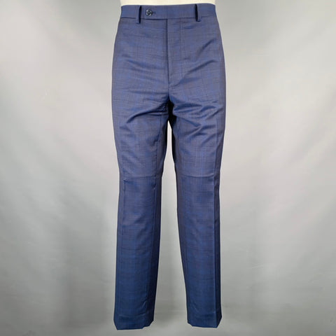 CALVIN KLEIN Size 40 Blue Navy Wool Single Breasted Suit