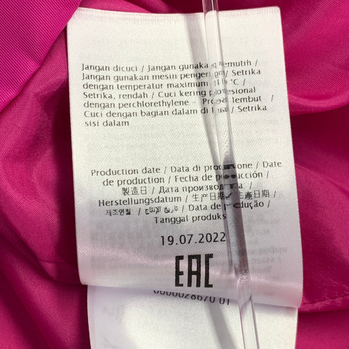 VALENTINO 2022 Size L Fuchsia Pink Polyamide Oversized One Pocket Short Sleeve Pullover