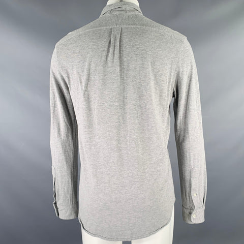 RALPH LAUREN Size M Grey Knit Cotton Button Down Long Sleeve Shirt