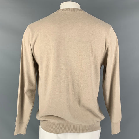 KITON Size L Beige Cashmere Silk V-Neck Pullover
