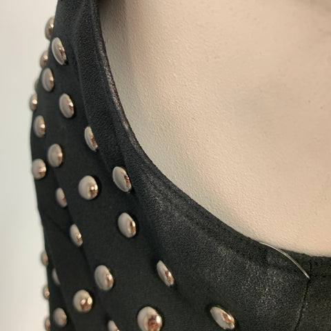 BURBERRY LONDON Robe sans manches en crêpe noir et argent cloutée Taille 10