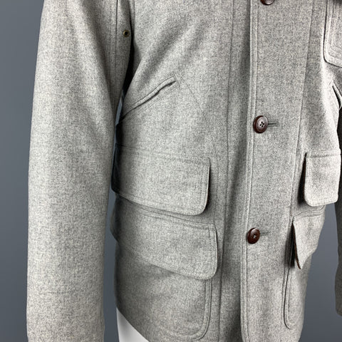 RALPH LAUREN M Light Grey Heather Brown Corduroy Collar Hunter Jacket