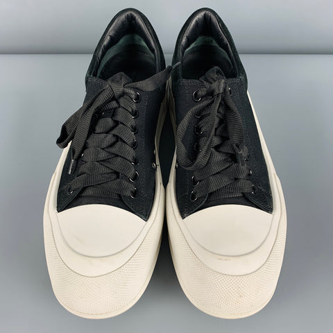 ALEXANDER MCQUEEN Size 10 Black White Two Toned Canvas Lace-Up Sneakers