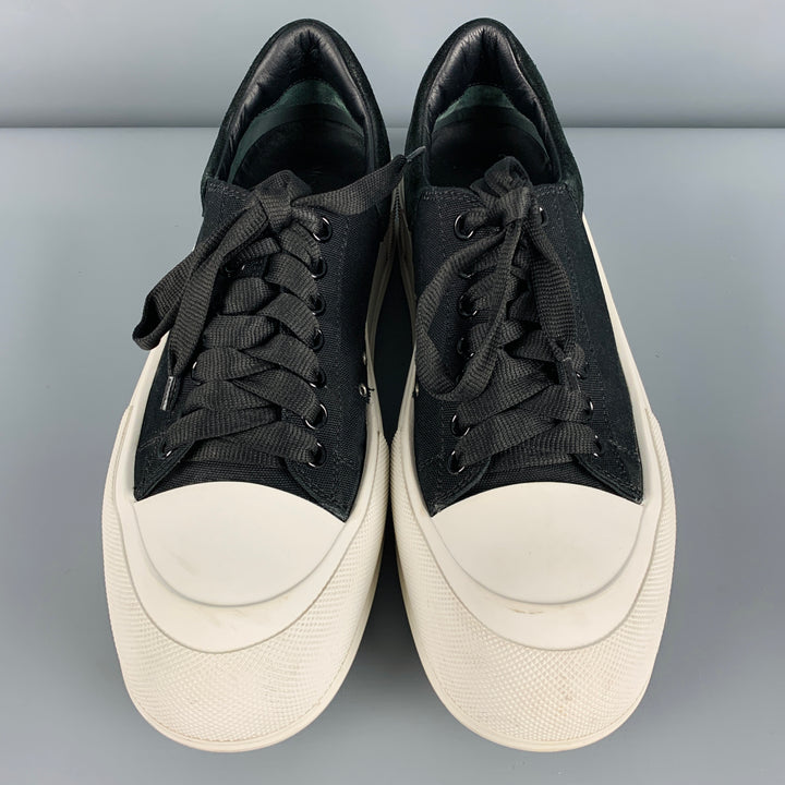 ALEXANDER MCQUEEN Size 10 Black White Two Toned Canvas Lace-Up Sneakers