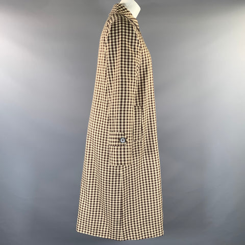 HOUSE OF HARLOW 1960 Size XS Brown Tan Polyester Gingham Trench Coat