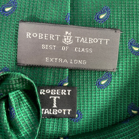 ROBERT TALBOTT Green Navy & Cream Abstract Silk Tie