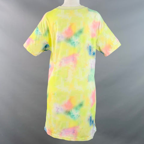 ALICE + OLIVIA Size M Yellow Multi Color Cotton Tie Dye Oversized Crew Neck T-Shirt