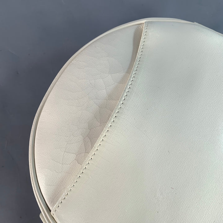 LONGCHAMP Vintage White Faux Leather Round Crossbody Handbag