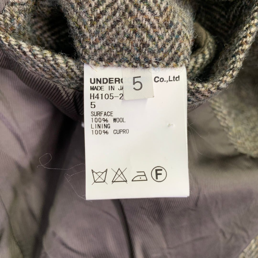 UNDERCOVER Size XL Brown Olive Herringbone Wool Coat