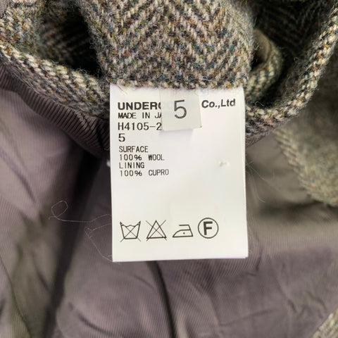 UNDERCOVER Size XL Brown Olive Herringbone Wool Coat
