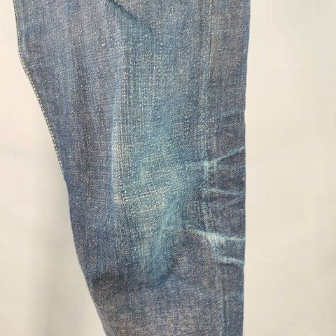 STUDIO D'ARTISAN Size 32 Cherry Blossom Ai-Sa Limited Edition Indigo Textured Cotton 5 Pocket Selvedge Jeans