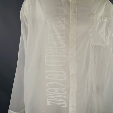 Chemise à manches longues KTZ en nylon blanc à motifs, taille M, boutonnée