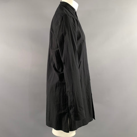 HELMUT LANG Size S Black Cotton Nehru Collar Long Sleeve Shirt