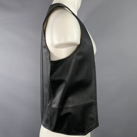 MR. S LEATHER Size S Black Leather Open Front Vest