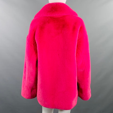 STAND STUDIO Size S Savannah Pink Polyester Oversized Faux Mink Fur Jacket
