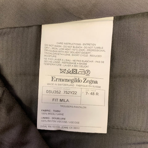 ERMENEGILDO ZEGNA Size 32 Charcoal Heather Wool Slim Fit Dress Pants