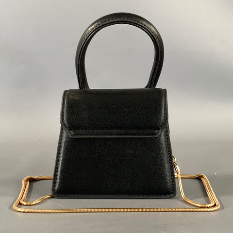 JACQUEMUS Black Gold Leather Mini Handbag