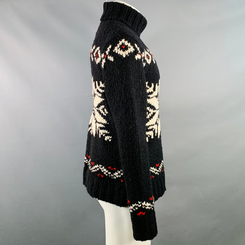 POLO by RALPH LAUREN Size M Black Red White Nordic Wool Alpaca Sweater