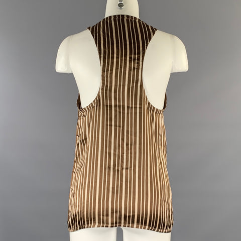 GIANNI VERSACE Size S Brown Tan Stripe Tank Dress Top