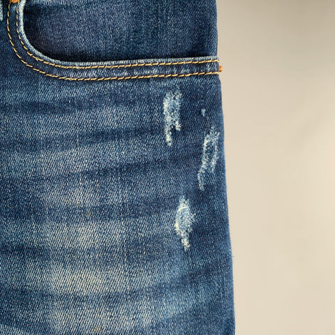 DIESEL Size 26 Tepphar Blue Distressed Cotton Blend Tapered Slim Jeans