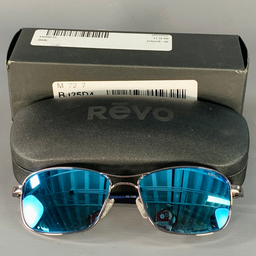 REVO Clive Blue Gunmetal Acetate Metal Navigator Polarized Sunglasses