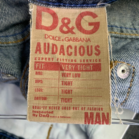 D&G by DOLCE & GABBANA Size 35 Blue Contrast Stitch Cotton Skinny Low Rise Jeans