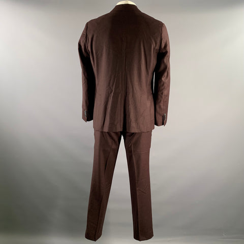 PAUL SMITH Chest Size 44 Burgundy Heather Wool Cashmere Notch Lapel 38 29 Suit