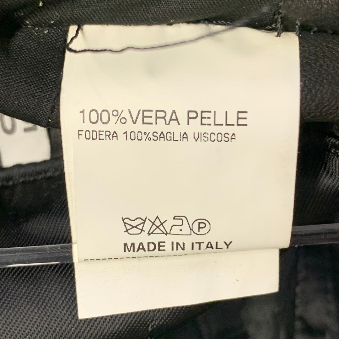 DANIELE ALESSANDRINI Size 40 Black Leather Contrast Trim Jacket