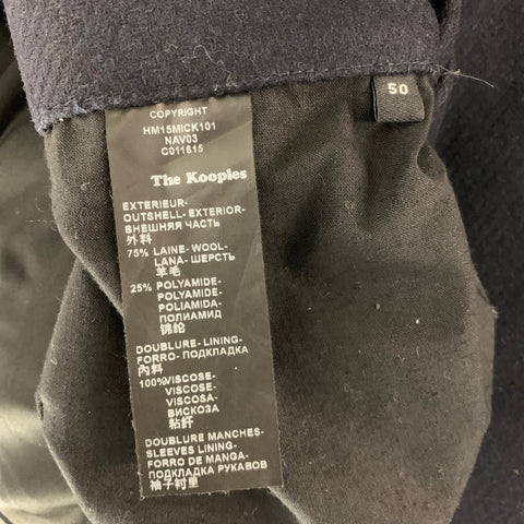 THE KOOPLES Size 40 Navy Solid Wool Blend Peacoat Coat
