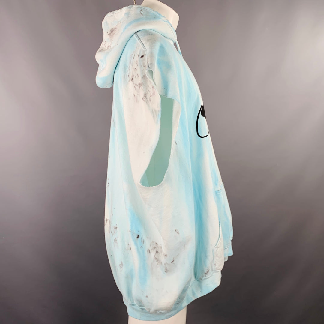 WESTFALL One Size Melting Snoopy Blue Dyed Cotton Blend Hoodie Sweatshirt