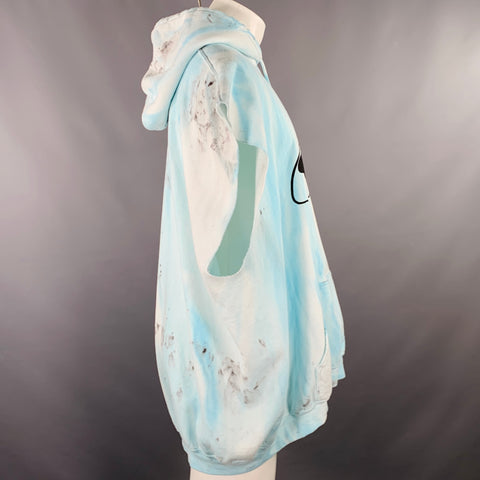 WESTFALL One Size Melting Snoopy Blue Dyed Cotton Blend Hoodie Sweatshirt